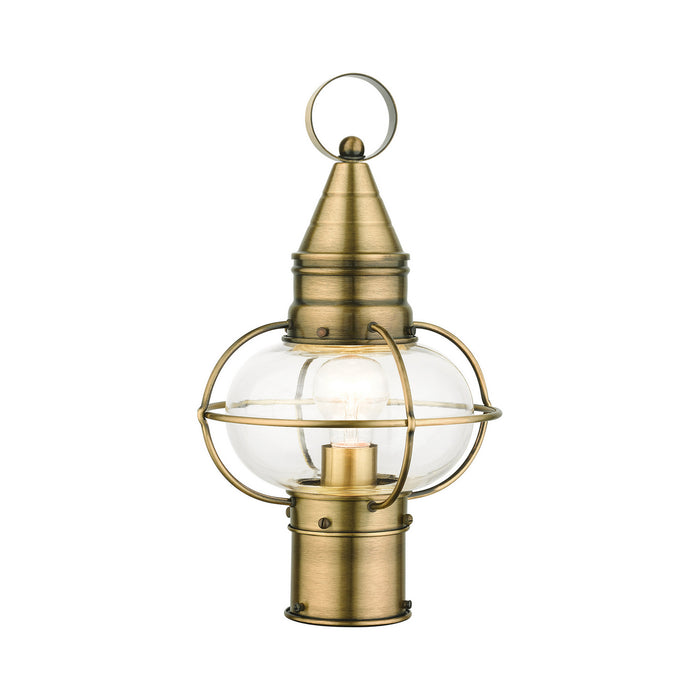 One Light Outdoor Post Top Lantern from the Newburyport collection in Antique Brass finish