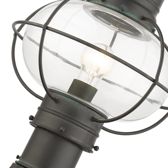 One Light Outdoor Post Top Lantern from the Newburyport collection in Charcoal finish