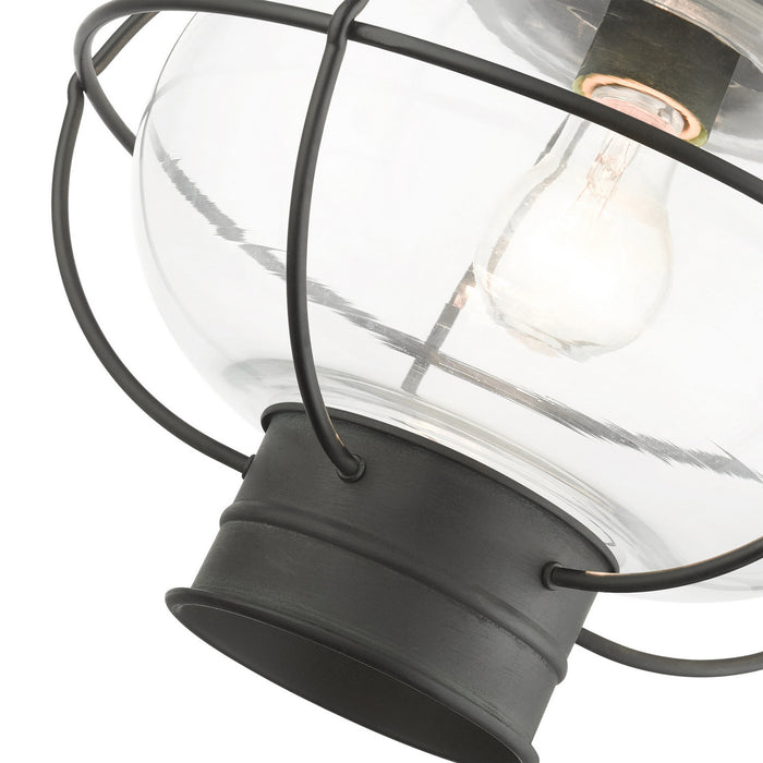 One Light Outdoor Pendant from the Newburyport collection in Charcoal finish