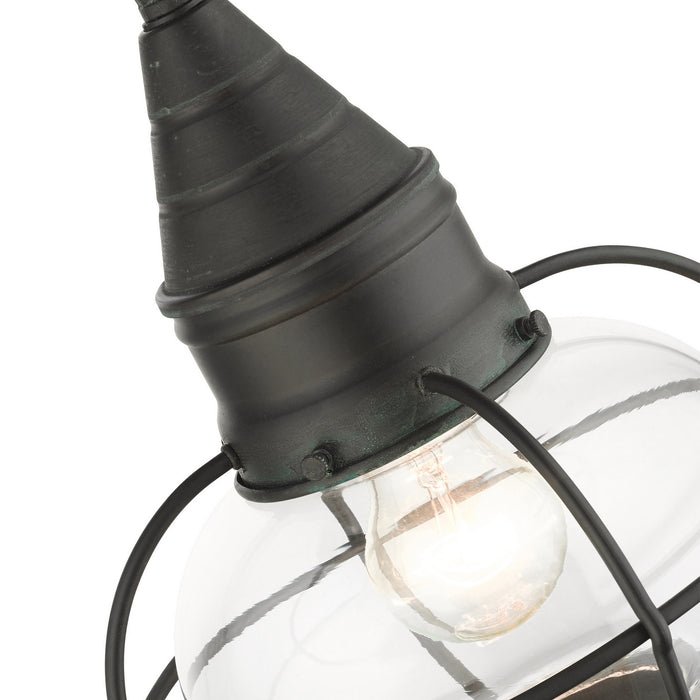 One Light Outdoor Pendant from the Newburyport collection in Charcoal finish