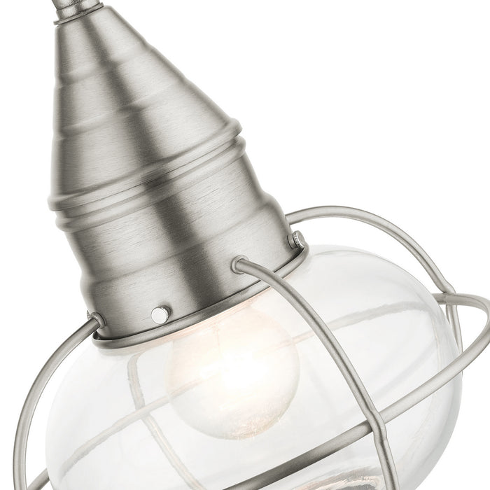 One Light Outdoor Pendant from the Newburyport collection in Brushed Nickel finish