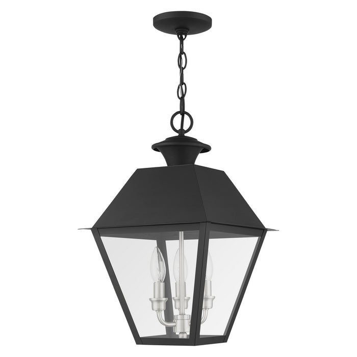 Three Light Outdoor Pendant from the Mansfield collection in Black finish