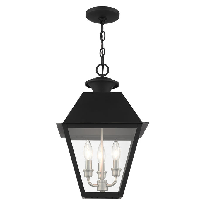 Three Light Outdoor Pendant from the Mansfield collection in Black finish
