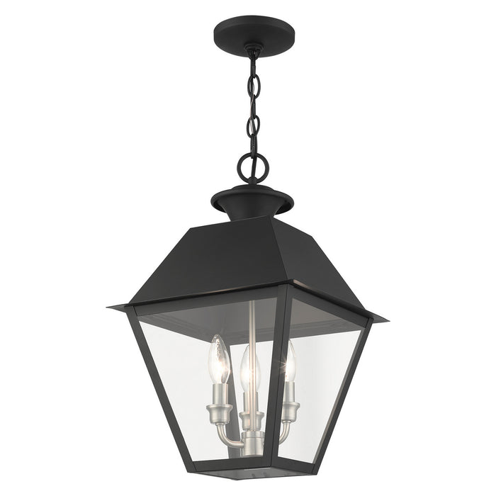 Three Light Outdoor Pendant from the Mansfield collection in Black finish