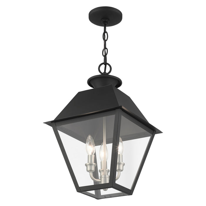 Three Light Outdoor Pendant from the Mansfield collection in Black finish