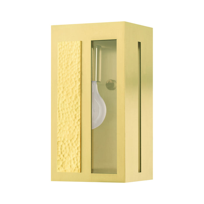 One Light Outdoor Wall Lantern from the Lafayette collection in Satin Brass finish