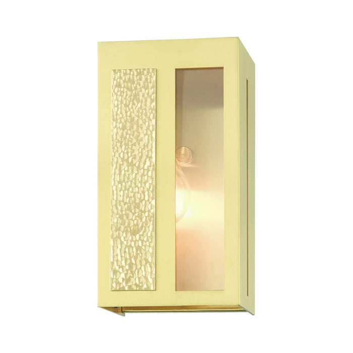 One Light Outdoor Wall Lantern from the Lafayette collection in Satin Brass finish