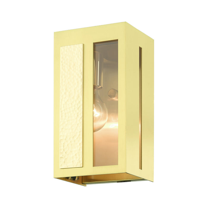 One Light Outdoor Wall Lantern from the Lafayette collection in Satin Brass finish