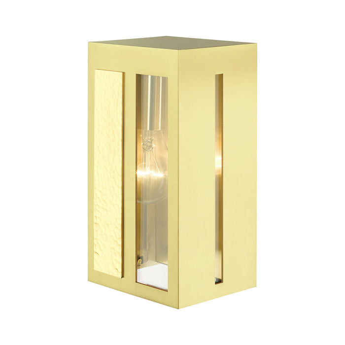 One Light Outdoor Wall Lantern from the Lafayette collection in Satin Brass finish