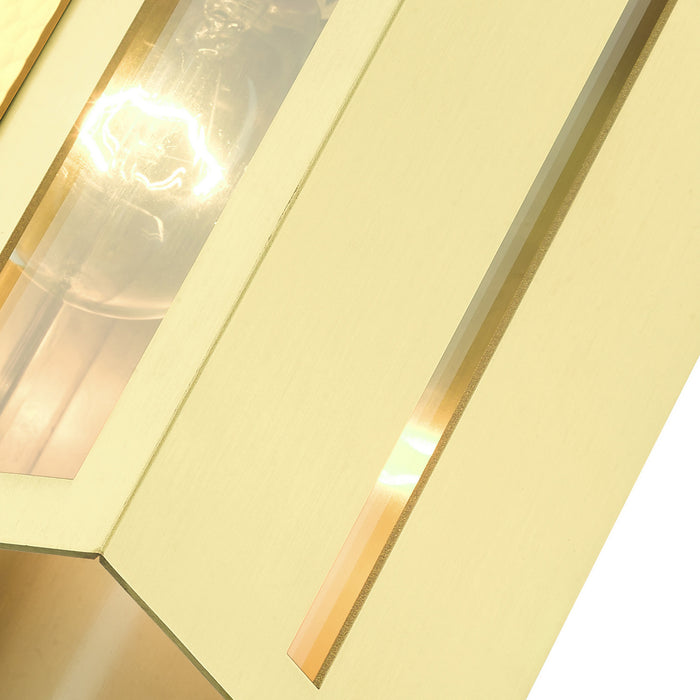 One Light Outdoor Wall Lantern from the Lafayette collection in Satin Brass finish