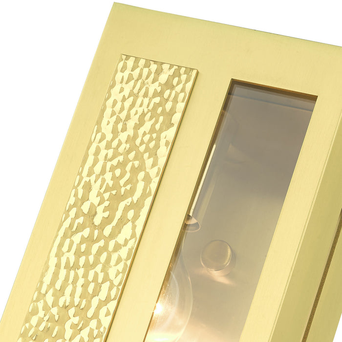 One Light Outdoor Wall Lantern from the Lafayette collection in Satin Brass finish