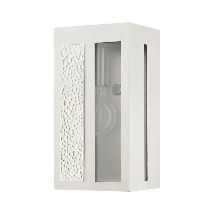 One Light Outdoor Wall Lantern from the Lafayette collection in Brushed Nickel finish