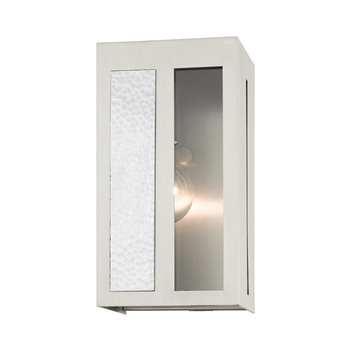 One Light Outdoor Wall Lantern from the Lafayette collection in Brushed Nickel finish