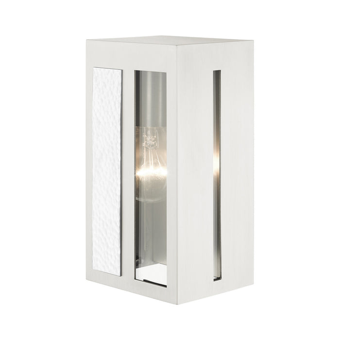 One Light Outdoor Wall Lantern from the Lafayette collection in Brushed Nickel finish