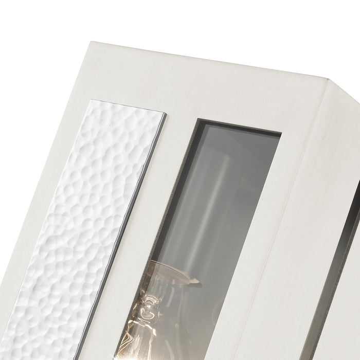 One Light Outdoor Wall Lantern from the Lafayette collection in Brushed Nickel finish