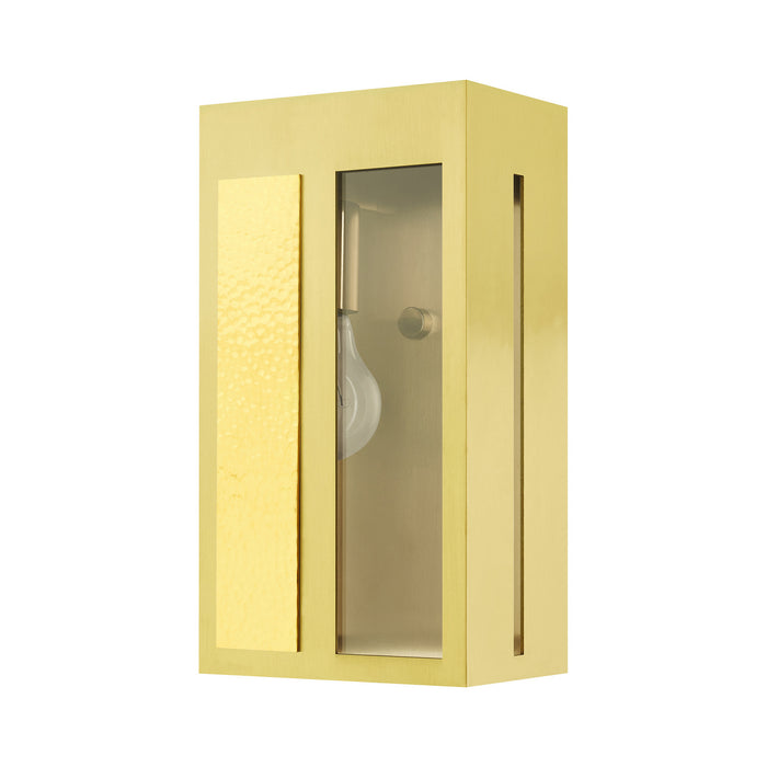 One Light Outdoor Wall Lantern from the Lafayette collection in Satin Brass finish
