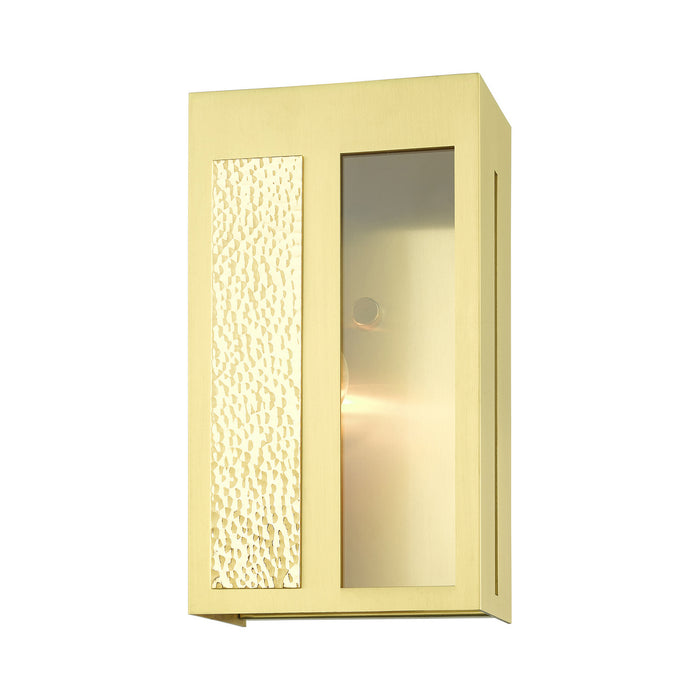 One Light Outdoor Wall Lantern from the Lafayette collection in Satin Brass finish