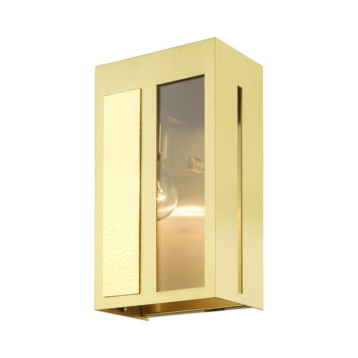 One Light Outdoor Wall Lantern from the Lafayette collection in Satin Brass finish