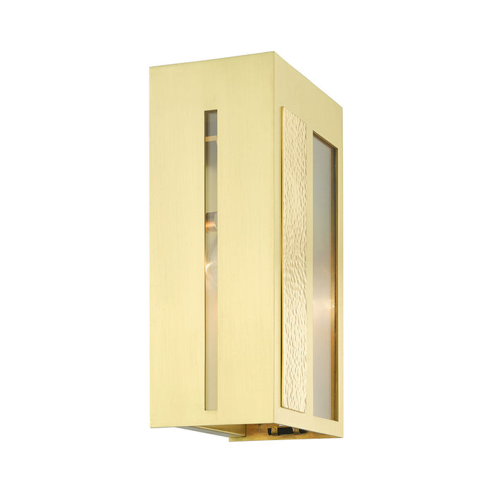 One Light Outdoor Wall Lantern from the Lafayette collection in Satin Brass finish
