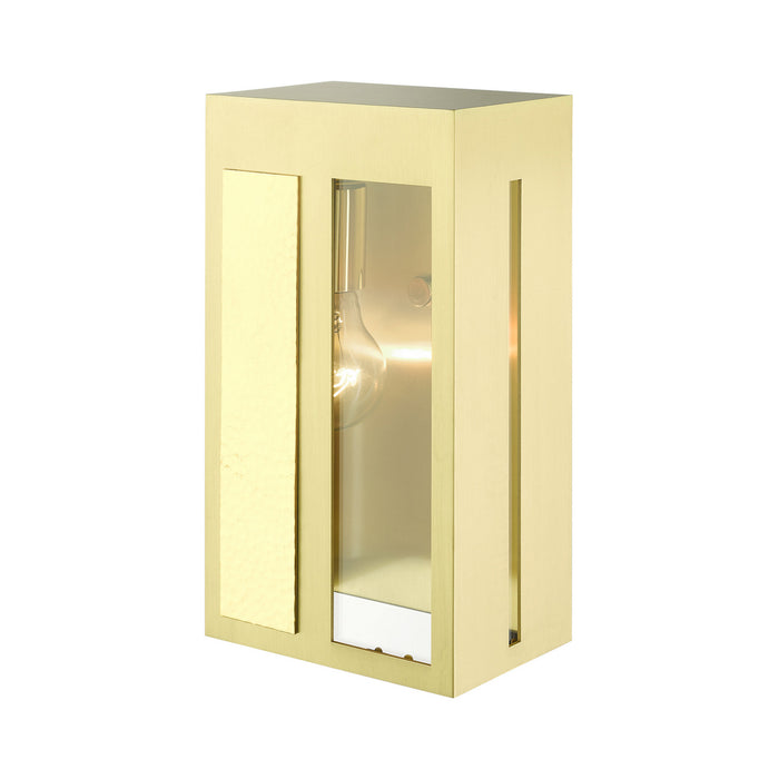 One Light Outdoor Wall Lantern from the Lafayette collection in Satin Brass finish