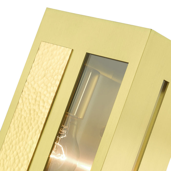 One Light Outdoor Wall Lantern from the Lafayette collection in Satin Brass finish