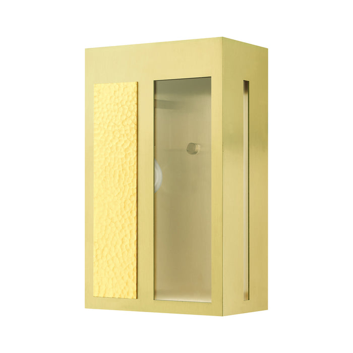 One Light Outdoor Wall Lantern from the Lafayette collection in Satin Brass finish