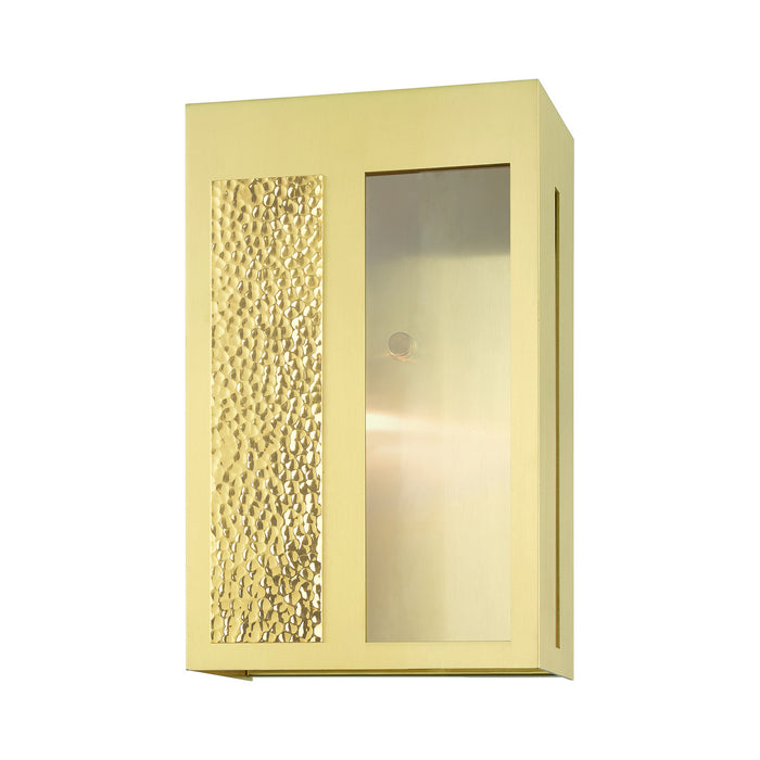 One Light Outdoor Wall Lantern from the Lafayette collection in Satin Brass finish