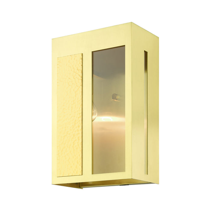 One Light Outdoor Wall Lantern from the Lafayette collection in Satin Brass finish