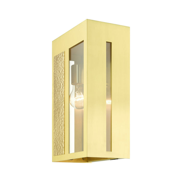 One Light Outdoor Wall Lantern from the Lafayette collection in Satin Brass finish