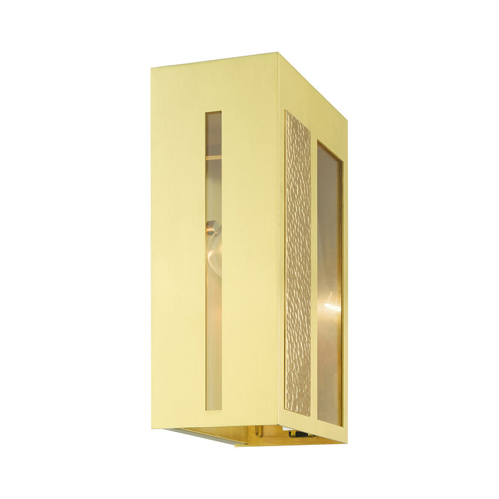 One Light Outdoor Wall Lantern from the Lafayette collection in Satin Brass finish