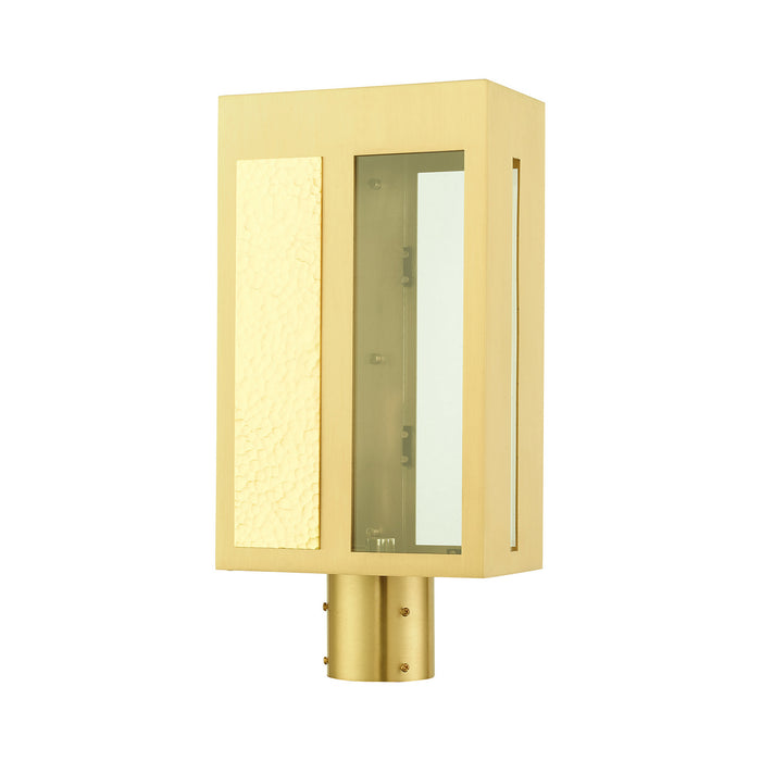 One Light Outdoor Post Top Lantern from the Lafayette collection in Satin Brass finish