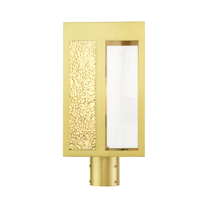 One Light Outdoor Post Top Lantern from the Lafayette collection in Satin Brass finish