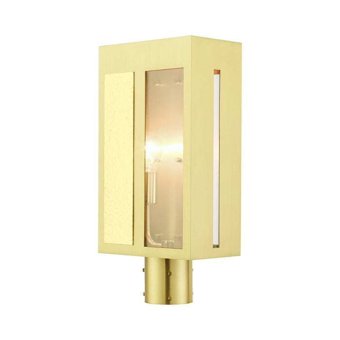 One Light Outdoor Post Top Lantern from the Lafayette collection in Satin Brass finish