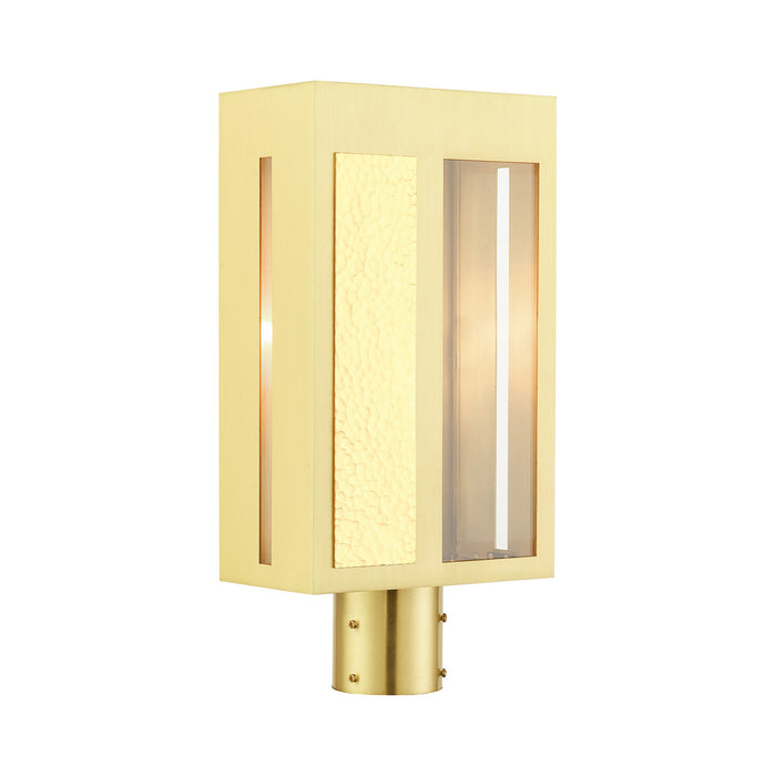 One Light Outdoor Post Top Lantern from the Lafayette collection in Satin Brass finish