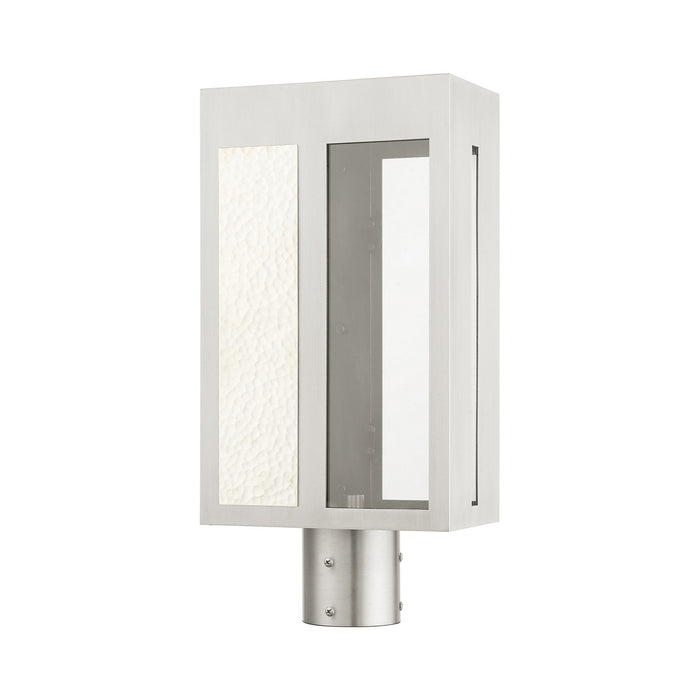 One Light Outdoor Post Top Lantern from the Lafayette collection in Brushed Nickel finish