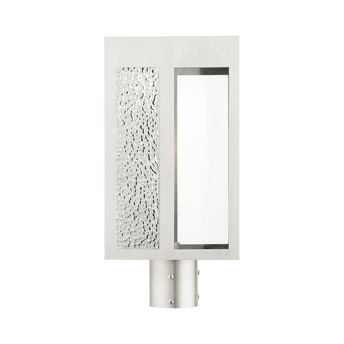 One Light Outdoor Post Top Lantern from the Lafayette collection in Brushed Nickel finish