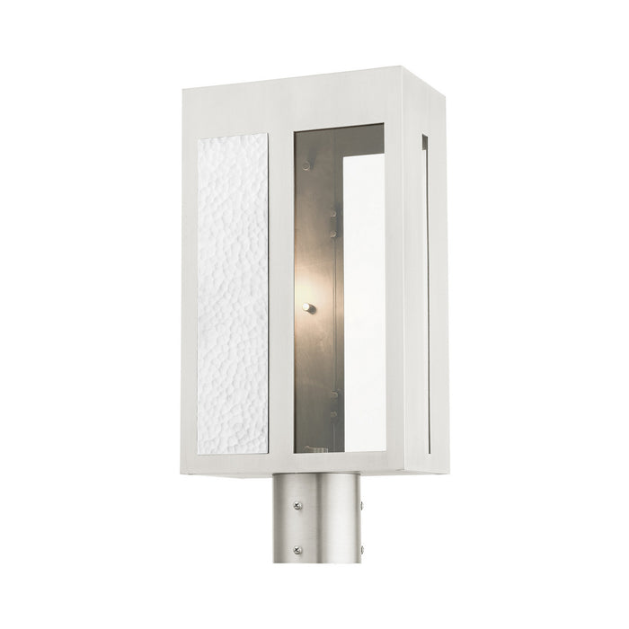One Light Outdoor Post Top Lantern from the Lafayette collection in Brushed Nickel finish