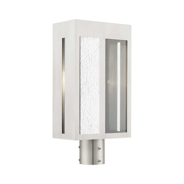 One Light Outdoor Post Top Lantern from the Lafayette collection in Brushed Nickel finish