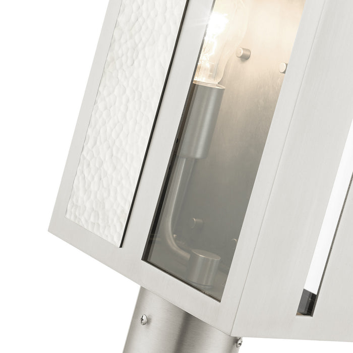 One Light Outdoor Post Top Lantern from the Lafayette collection in Brushed Nickel finish