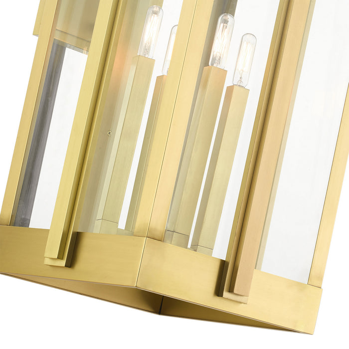Four Light Outdoor Wall Lantern from the Lexington collection in Natural Brass finish