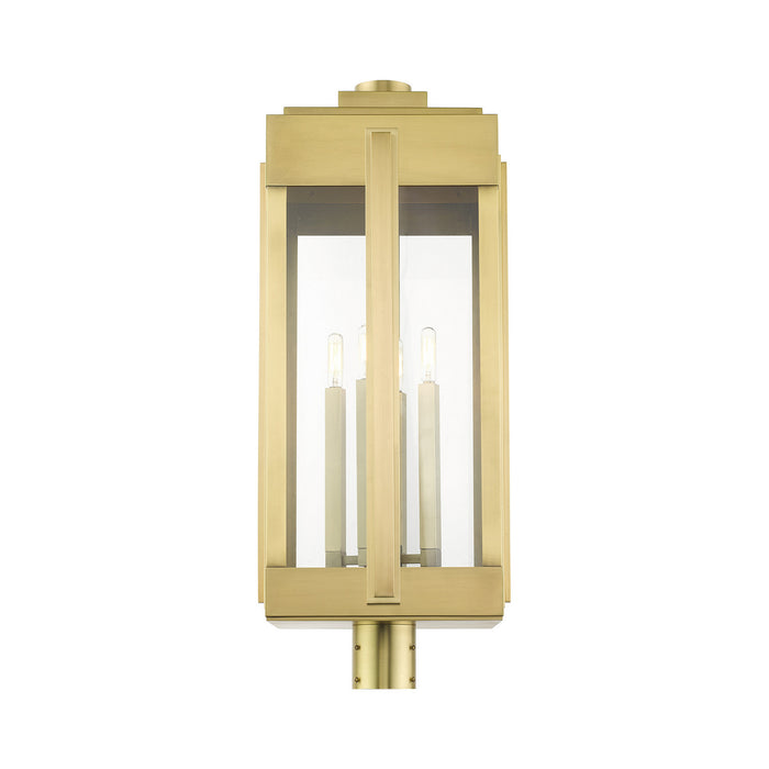 Four Light Outdoor Post Top Lantern from the Lexington collection in Natural Brass finish