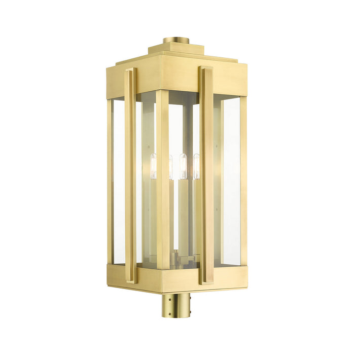 Four Light Outdoor Post Top Lantern from the Lexington collection in Natural Brass finish