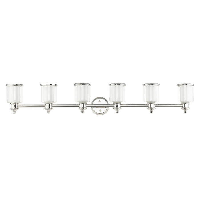 Six Light Vanity from the Middlebush collection in Polished Nickel finish