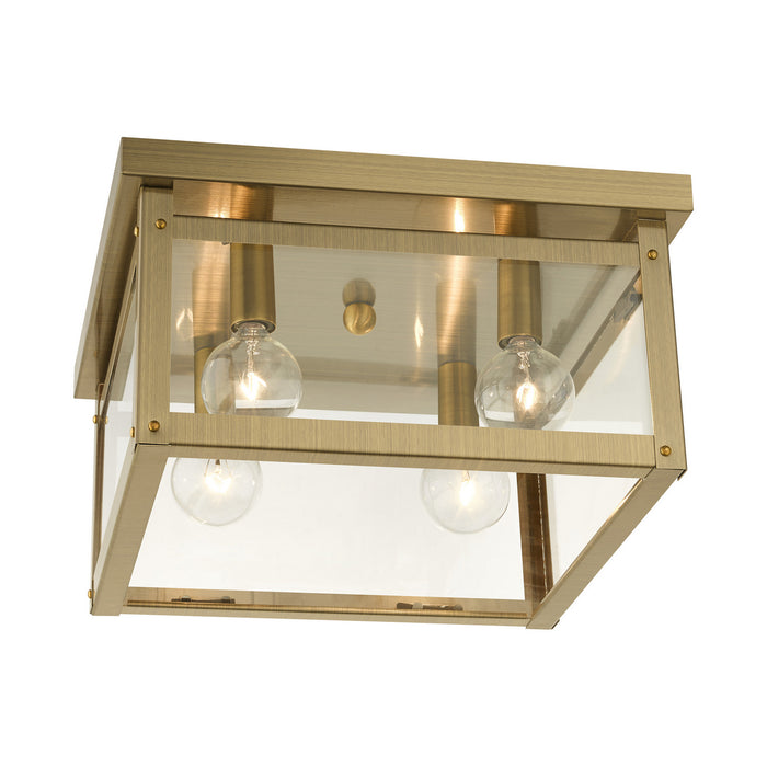 Four Light Flush Mount from the Milford collection in Antique Brass finish