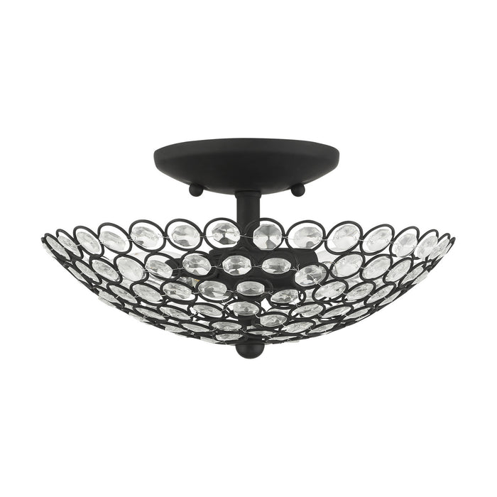 Two Light Semi Flush Mount from the Cassandra collection in Black finish