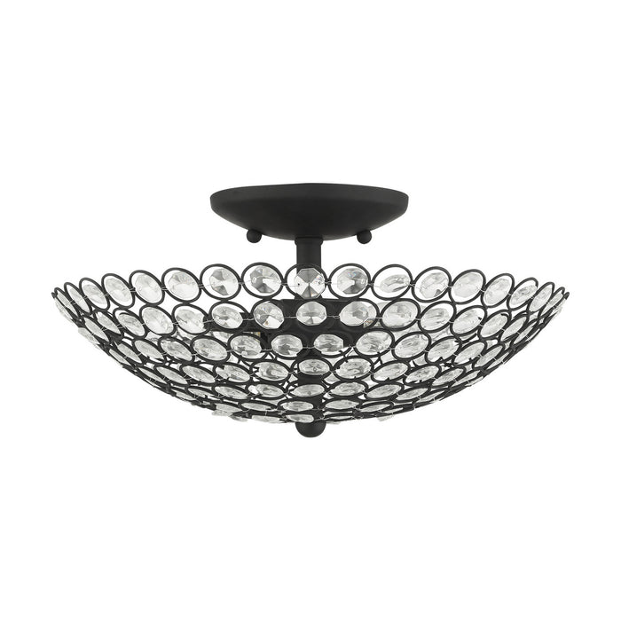 Two Light Semi Flush Mount from the Cassandra collection in Black finish