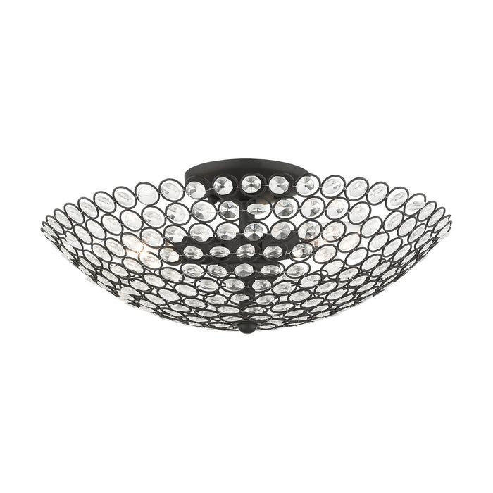 Three Light Semi Flush Mount from the Cassandra collection in Black finish