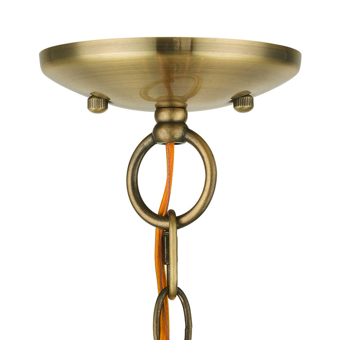 Three Light Convertible Chandelier / Semi Flush from the Aria collection in Antique Brass finish