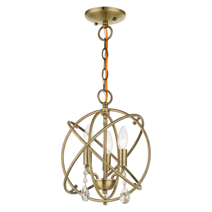 Three Light Convertible Chandelier / Semi Flush from the Aria collection in Antique Brass finish