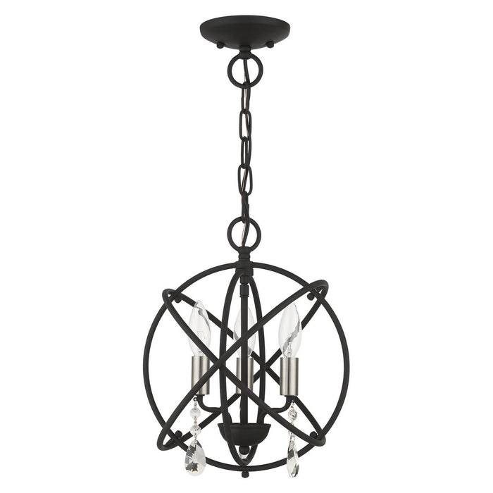 Three Light Convertible Chandelier / Semi Flush from the Aria collection in Black finish